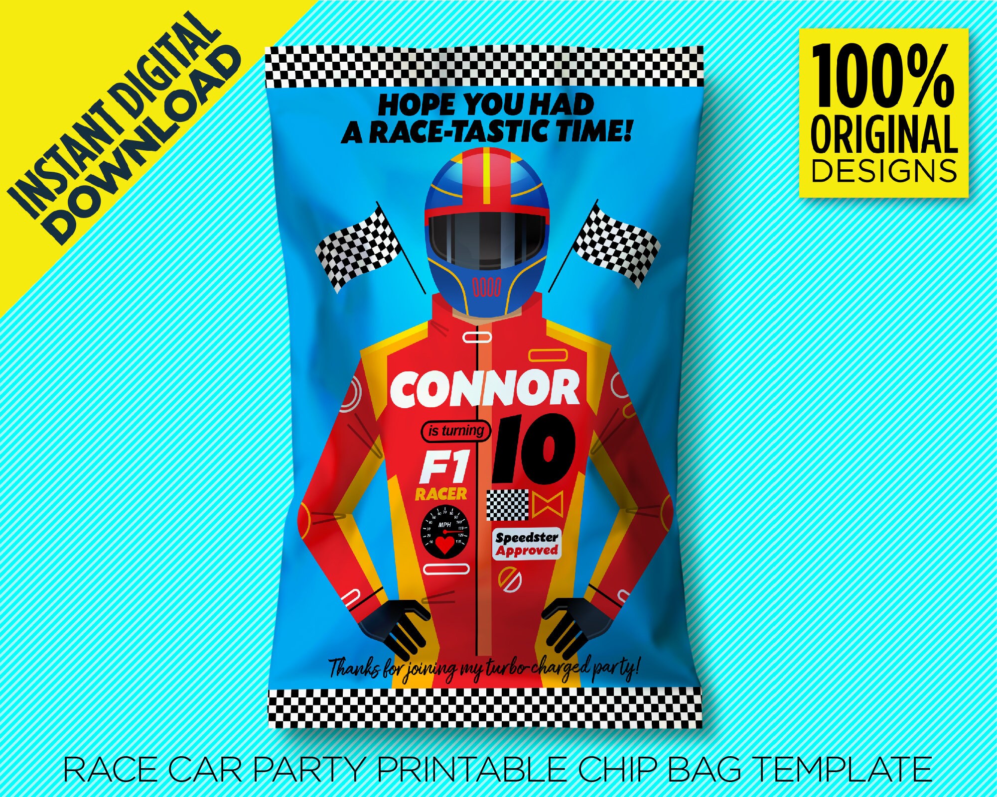 F1 Red Racer Printable Chip Bag Ideal for 1oz Chip Bag or - Etsy
