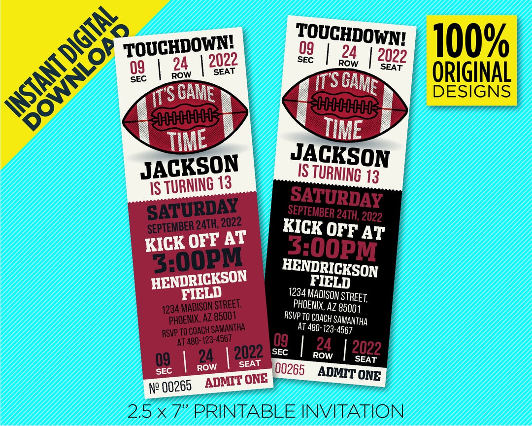 Arizona Cardinals Party Printable Invitation, Cardinals Football Ticket ...