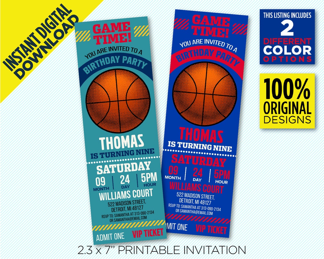 Detroit Pistons Ticket Printable Invitation Pistons Etsy