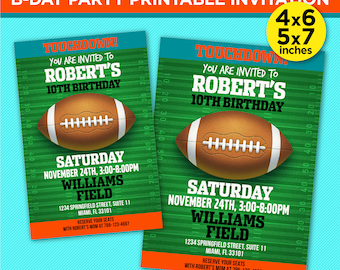 Miami Football Birthday Party Invitation | Aqua & Orange | Editable in Canva or Adobe Reader