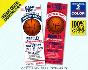 Washington Wizards Ticket Printable Invitation, Navy & Red Wizards Basketball Birthday Party, Instant Download, Edit Yourself At Home
