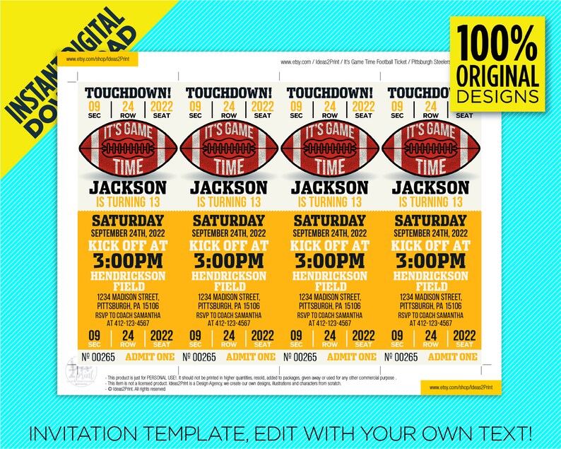 Pittsburgh Steelers Birthday Party Printable Invitation - Etsy