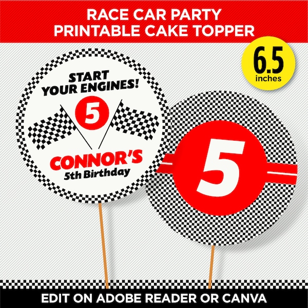 Race Car Birthday Party Printable Cake Topper F1 Party - Etsy