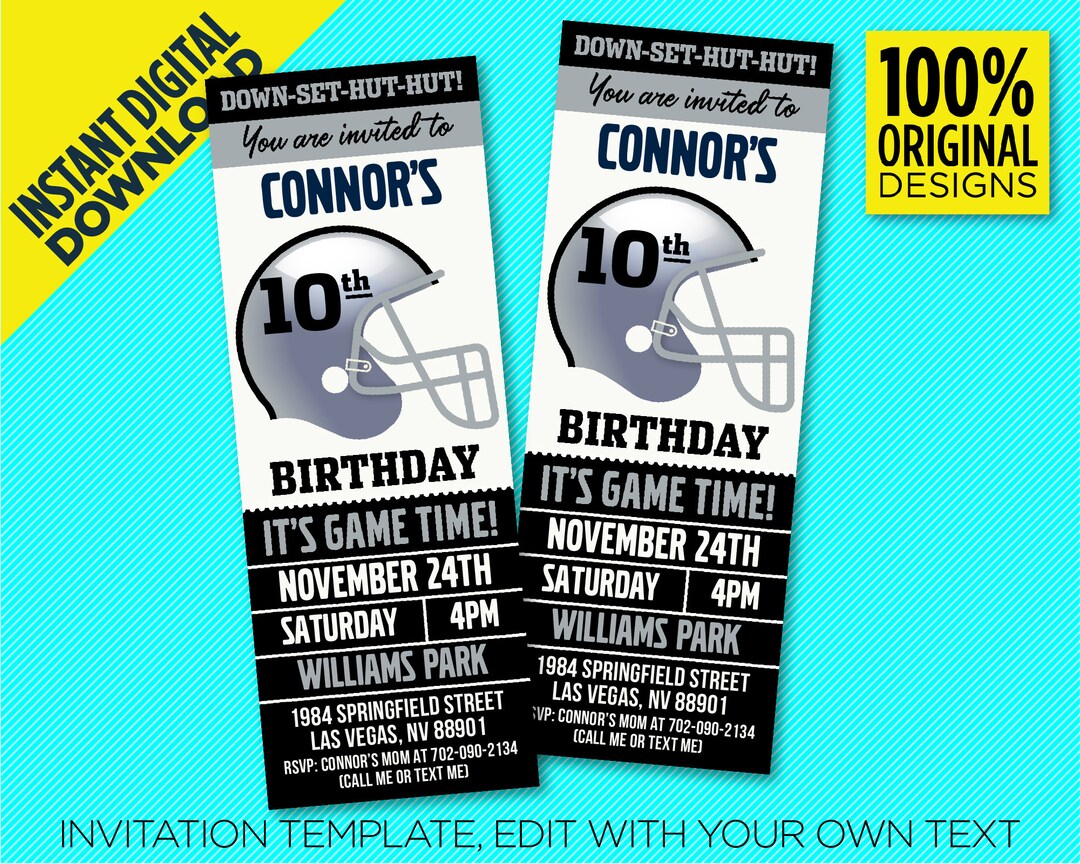 Las Vegas Raiders Birthday Party Printable Invitation Etsy
