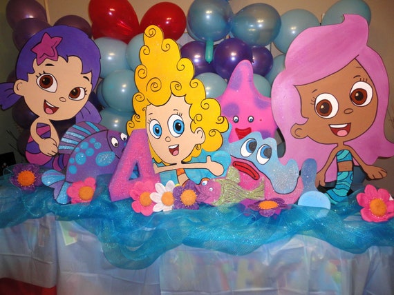 Bubble Guppies Birthday Decorations Wood Standee One Etsy