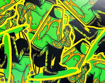 Adesivo in vinile con lampada di lava al neon: arte retrò anni '80 e '90