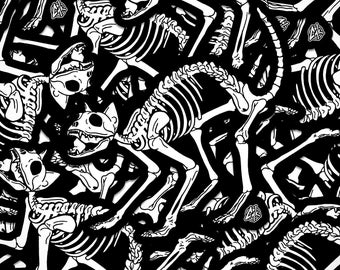 Skele-Cat Vinyl Stickers, Halloween Skeleton Spooky Horror Cat Art Black and White Macabre Stickers