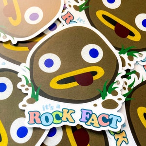 It's a Rock Fact Transparent Vinyl Weather Resistant Stickers, Over the Garden Wall Cartoon Illustration Fan Art Sticker, Greg Rock Facts