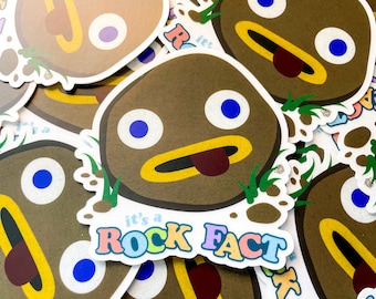 It's a Rock Fact Transparent Vinyl Weather Resistant Stickers, Over the Garden Wall Cartoon Illustration Fan Art Sticker, Greg Rock Facts