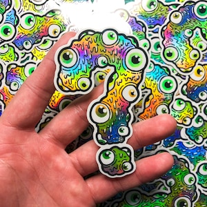 What Are You Looking At!?!, Question Mark Vinyl Sticker, Holographic Sticker, Rainbow Eyeball Weirdo Art