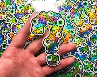 What Are You Looking At!?!, Question Mark Vinyl Sticker, Holographic Sticker, Rainbow Eyeball Weirdo Art