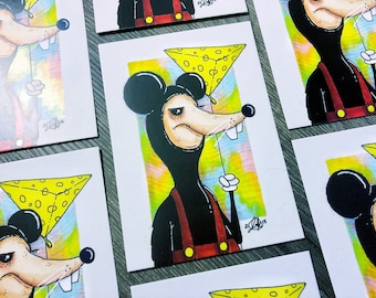Ricky Rat Illustration,  Digital Art Print, 5x7 Professionally Printed Original Artwork