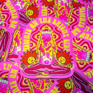 Immer auf der hellen Seite meditierende Lava Lampe Matt Spiegel Vinyl Aufkleber, süße Hippie Kunst Aufkleber, 60er 70er 80er 90er Jahre Nostalgie