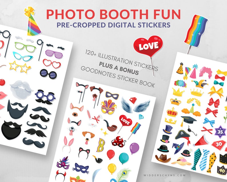Photo Booth Stickers Digital Stickers for Planners Etsy