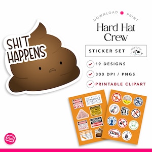 HARD HAT Swearing Aufkleber Set — Gefahr, Shit Happens & Mehr — 19 Designs