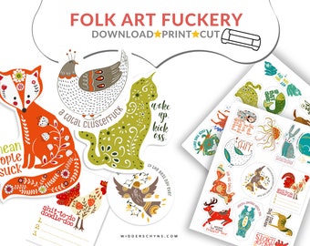 Print and Cut Swear Stickers for Planner, Digital Sticker Files, Swear Word Art Stickers