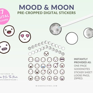 MOON STICKERS & EMOTICONS | Digital Emoti Stickers | Track Lunar Influence on Your Moods