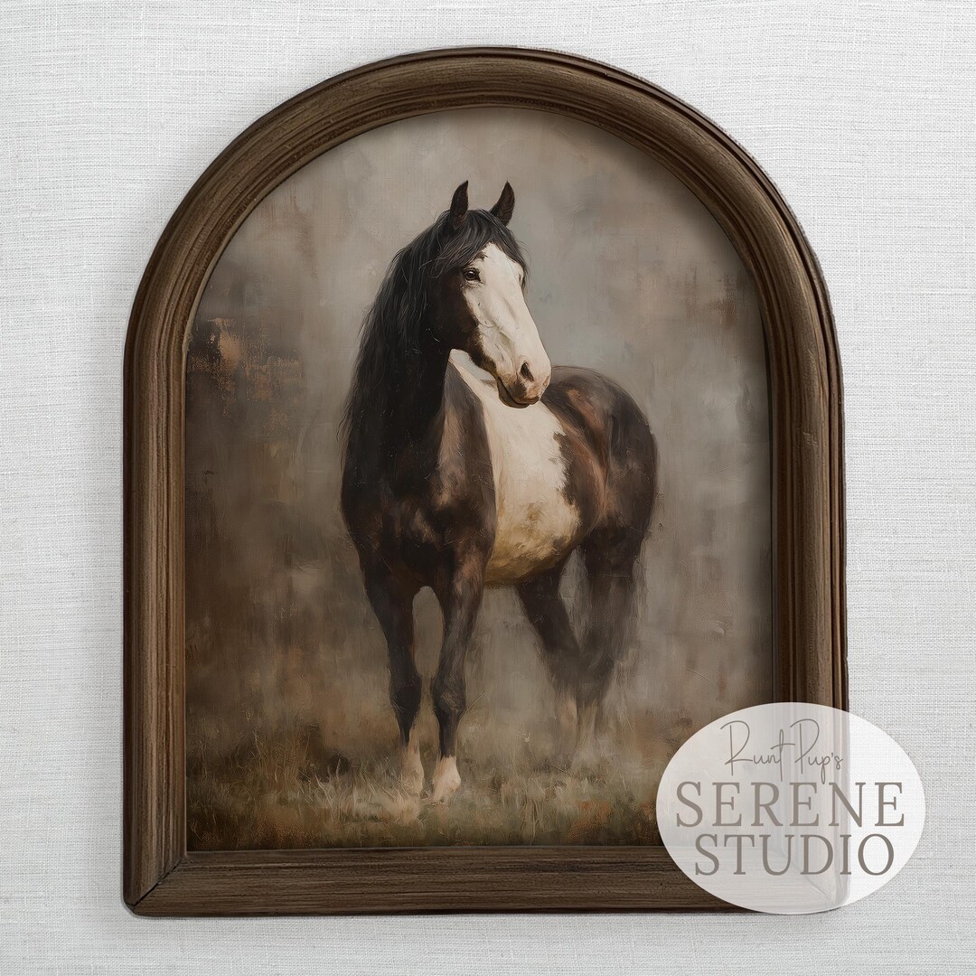 Rustic Horse Design Vintage Horse Portrait, Calming Rustic Artwork, Mood Farmhouse Decor ...
