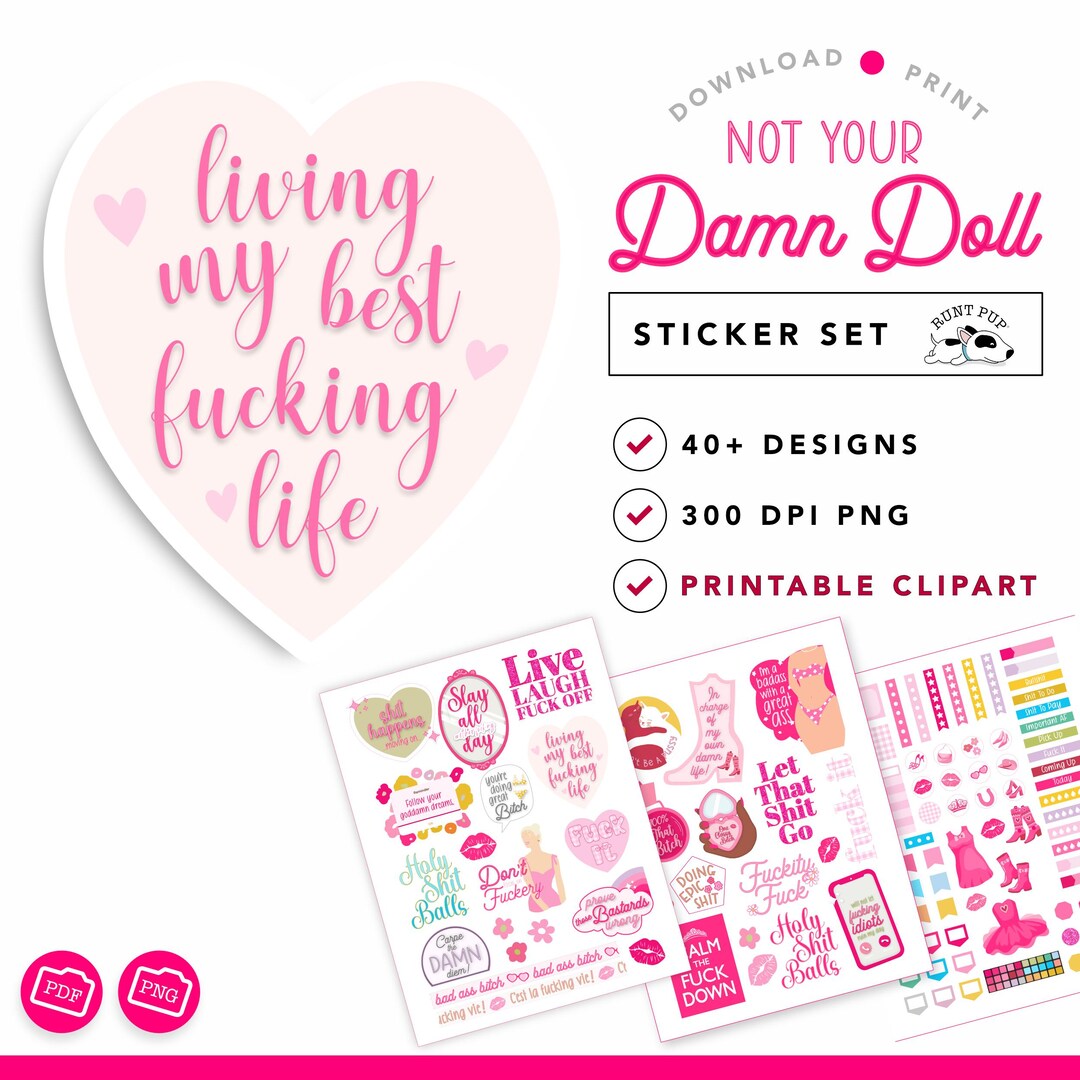 Pink Swear Word Stickers: Adult Planner Stickers (PNG, PDF) - Etsy