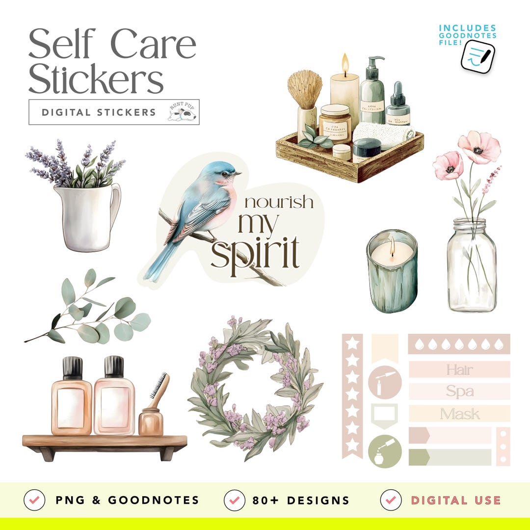 Self Care Digital Stickers, Spa Inspired, Daily Digital Stickers for ...