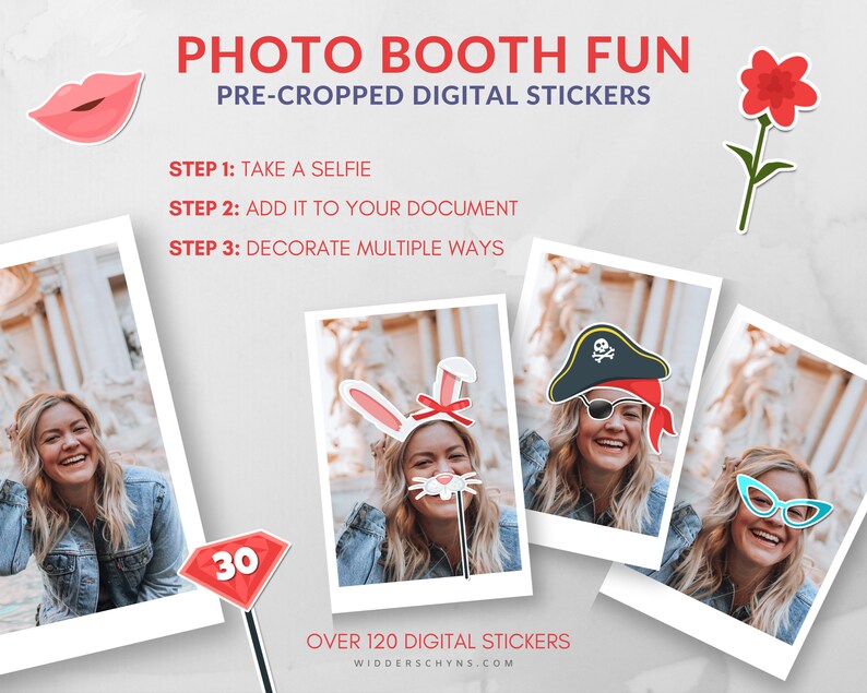 Photo Booth Stickers Digital Stickers for Planners Etsy