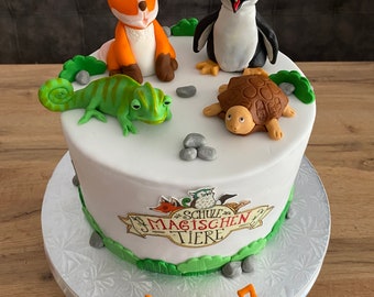 Schule Magischen Tiere Set aus Fondant