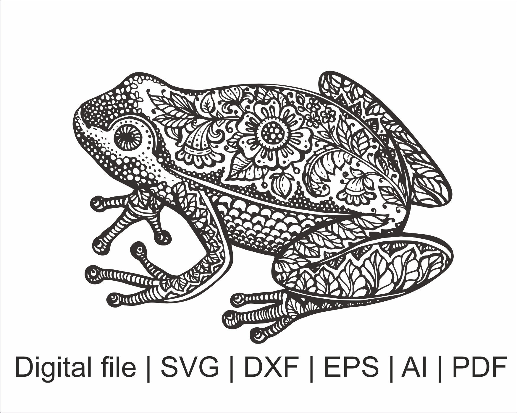 Frog svg Frog silhouette Mandala svg Zentangle svg | Etsy