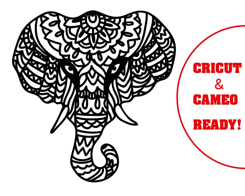 Download Cameo Cricut Ready Animal Mandala Elephant Mandala Mandala Svg Elephant Silhouette Elephant Head Svg Elephant Svg Zentangle Svg Stencils Templates Drawing Drafting
