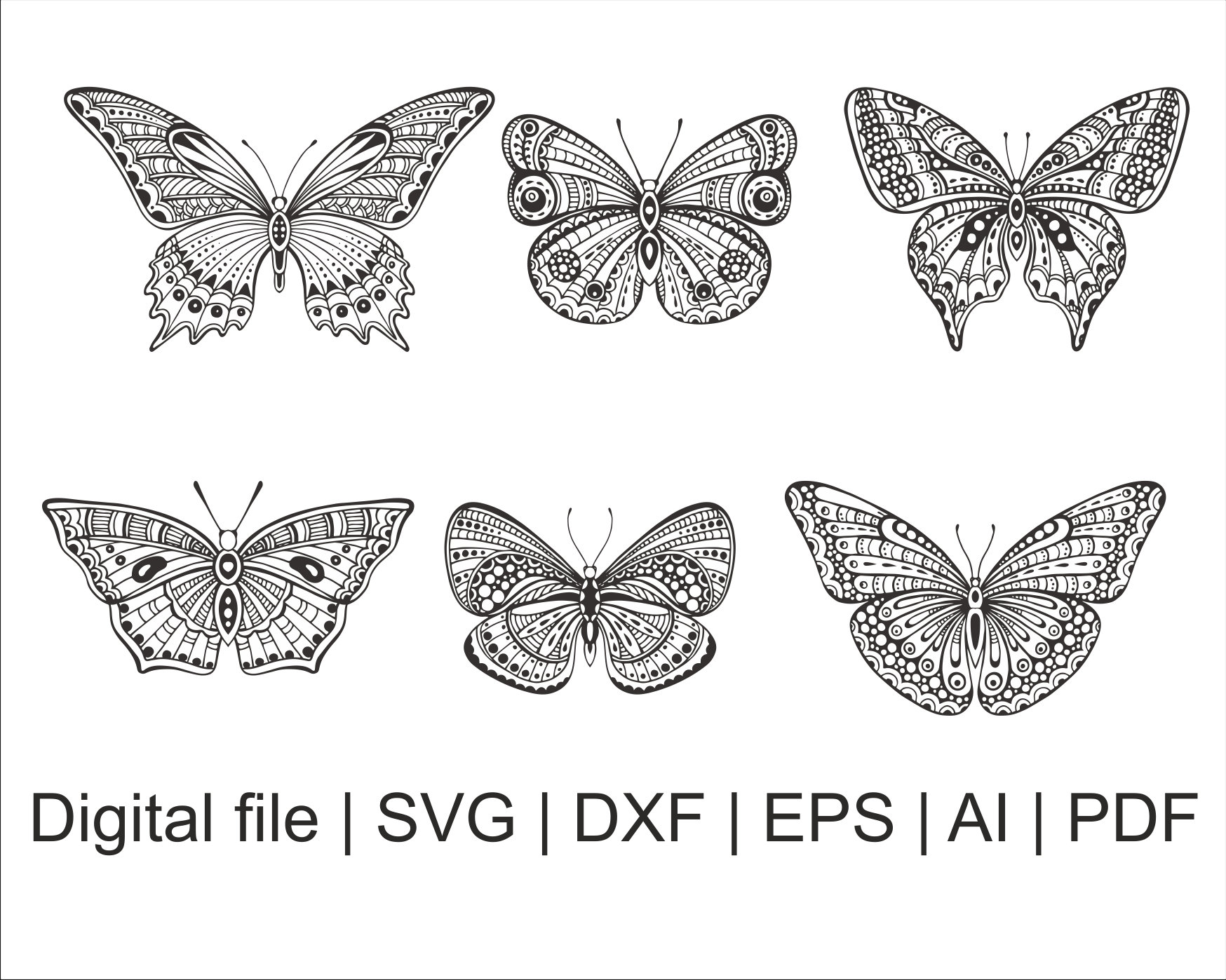 Download Mandala svg Zentangle svg Butterfly mandala Zentangle | Etsy