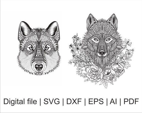 Download Wolf svg Wolf svg file Wolf Mandala svg Zentangle svg | Etsy