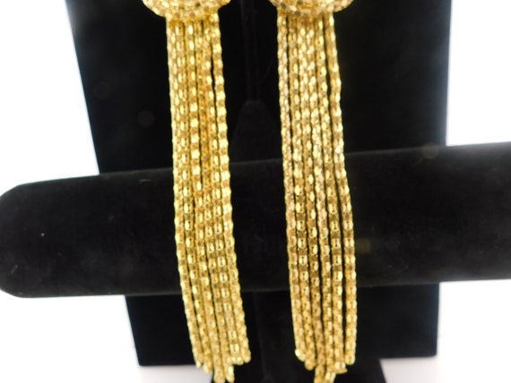 Gold Chain Knot Earrings--Shoulder Duster--Runway… - image 3