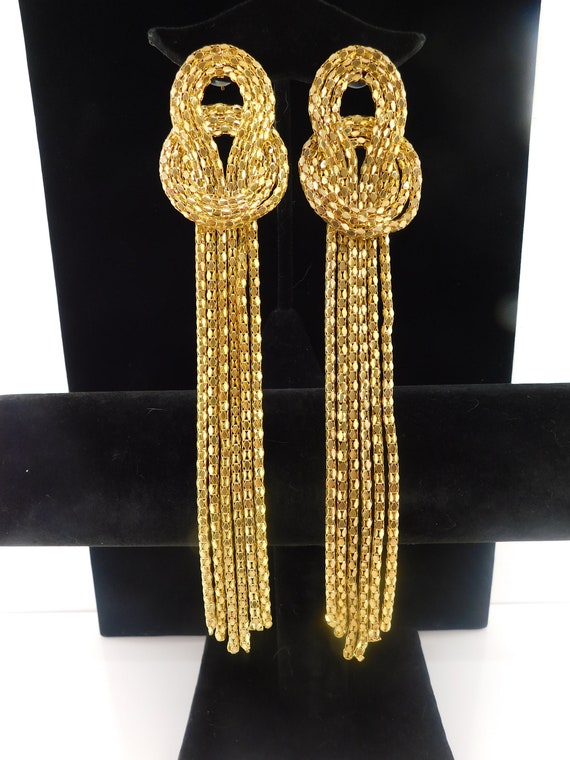 Gold Chain Knot Earrings--Shoulder Duster--Runway 