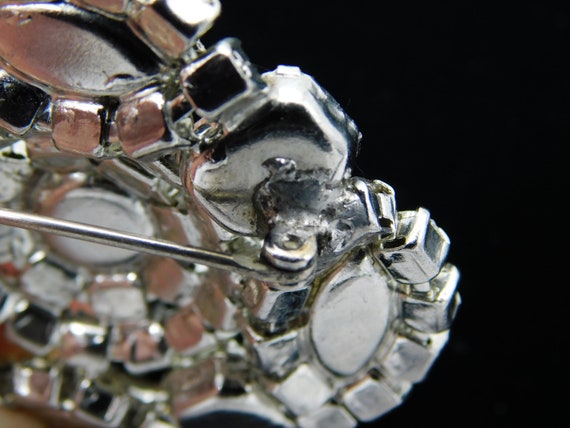 Rhodium and Clear Rhinestone Diamond Shaped Brooc… - image 6