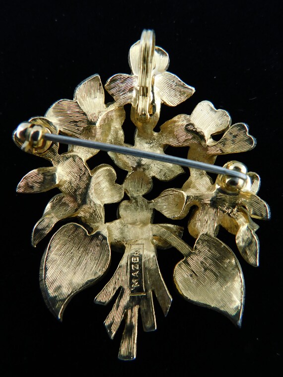 Signed Mazer Flower Bouquet Pendant/Pin! View 3