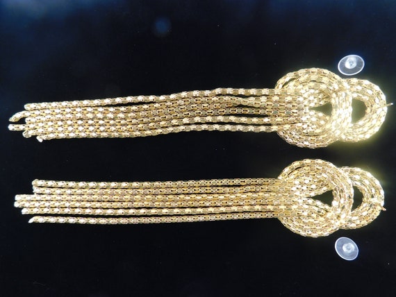 Gold Chain Knot Earrings--Shoulder Duster--Runway… - image 4