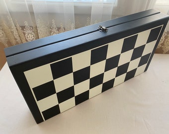 Chess board 20”, Large folding board, Travel chess&backgammon board, Chess board with storage