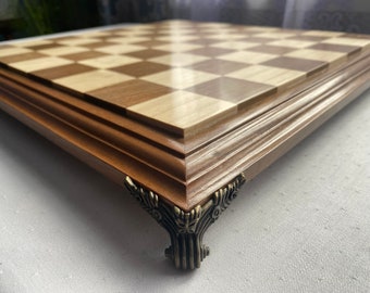 Walnut Chess Board, Large Folding Board, Wooden Chess Boards, Unique Chess Sets