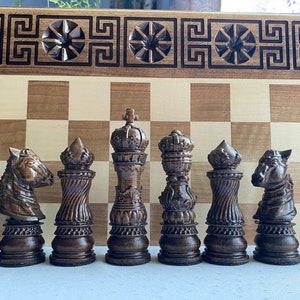Holz Schachfiguren Set, Großes Klappbrett 20 Zoll, Exklusives Schachbrett, Schachset Holz, Einzigartiges Schachset, Geschenk für Ihn