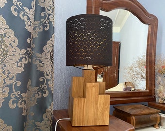 Wood Table Lamp: Modern Bedside Desk Light