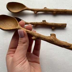 Handmade Wooden Spoon, Handcarved Handle, Set of 3 spoon