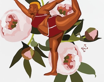 Yoga Pose Print Set, 3 Botanical Yoga Illustrations, Meditation Wall Art Bundle, Floral Decor