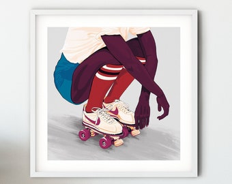 Retro Art Print | Skating Printable Art | Roller Skating Art | Instant digital Art Print