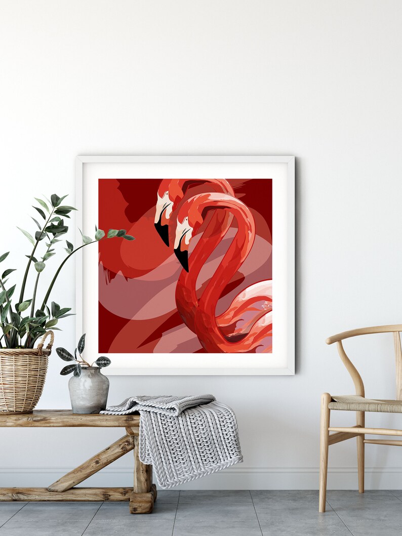 Downloadable Digital Print Bird Print Home Decor Print Flamingo Art Bird Art image 1