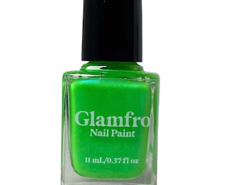 Vegan Nail Polish Glowing Green Shimmer "Paddy" Cruelty - Free, 21 - Free Polish, Nail Paint, Fuchsia Nail Polish, Purple Nail Polish