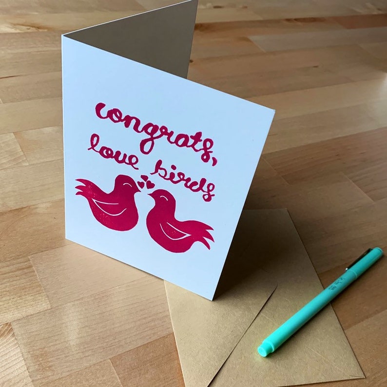 Lovebirds Handmade Greeting Card