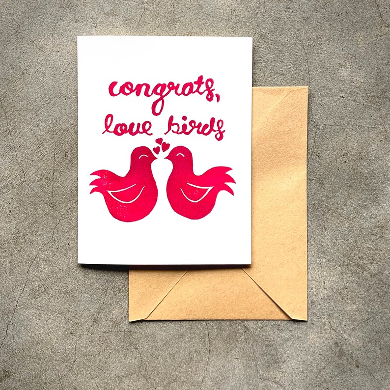 Lovebirds Handmade Greeting Card