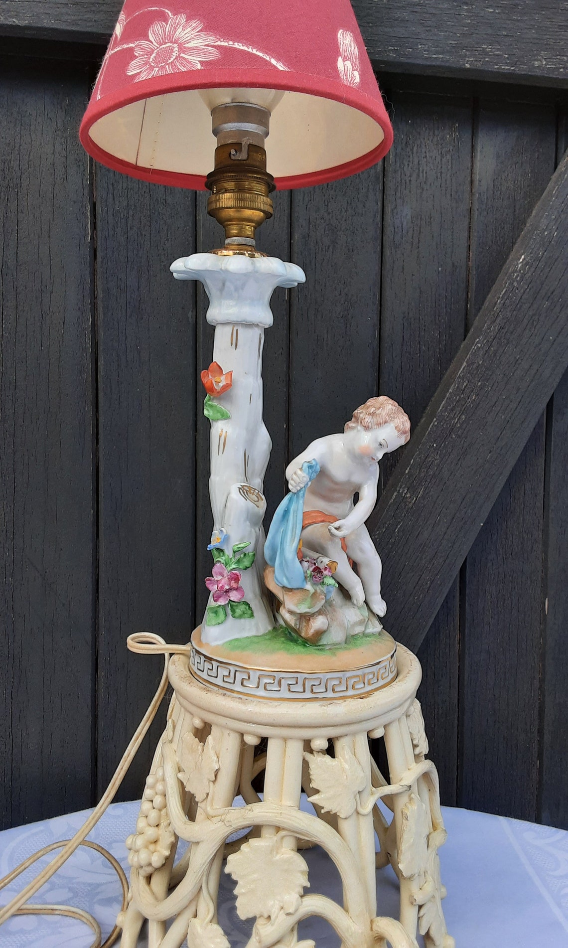 Vintage German Porcelain Figurine Table Lamp Etsy