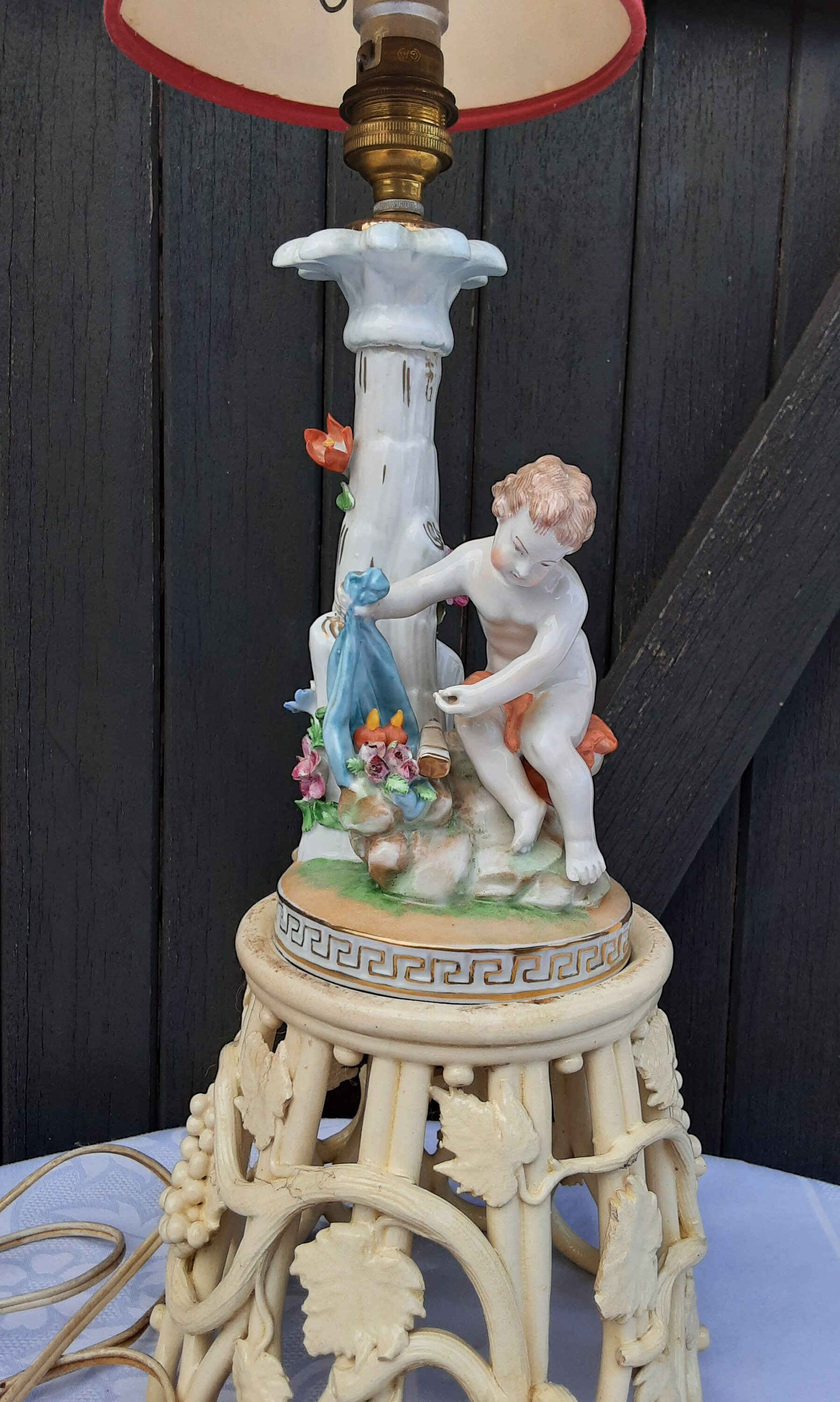 Vintage German Porcelain Figurine Table Lamp Etsy