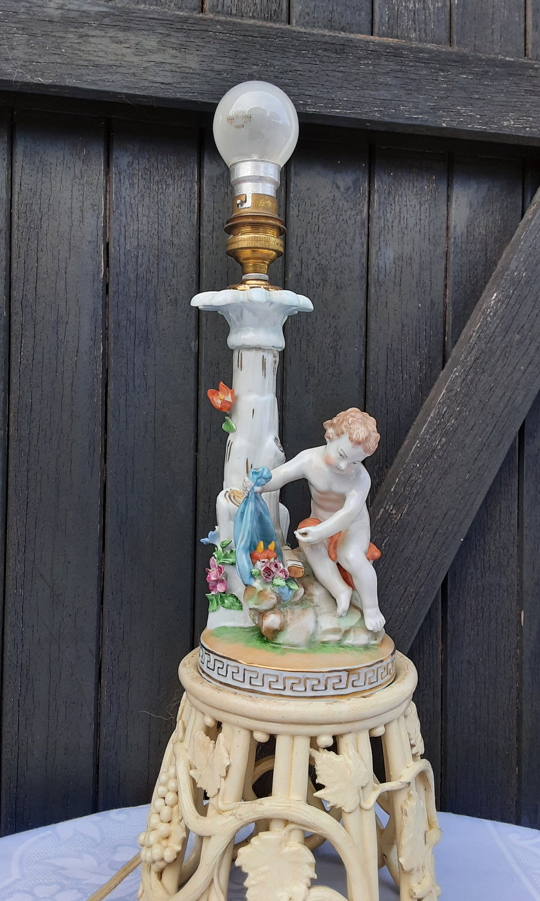 Vintage German Porcelain Figurine Table Lamp Etsy