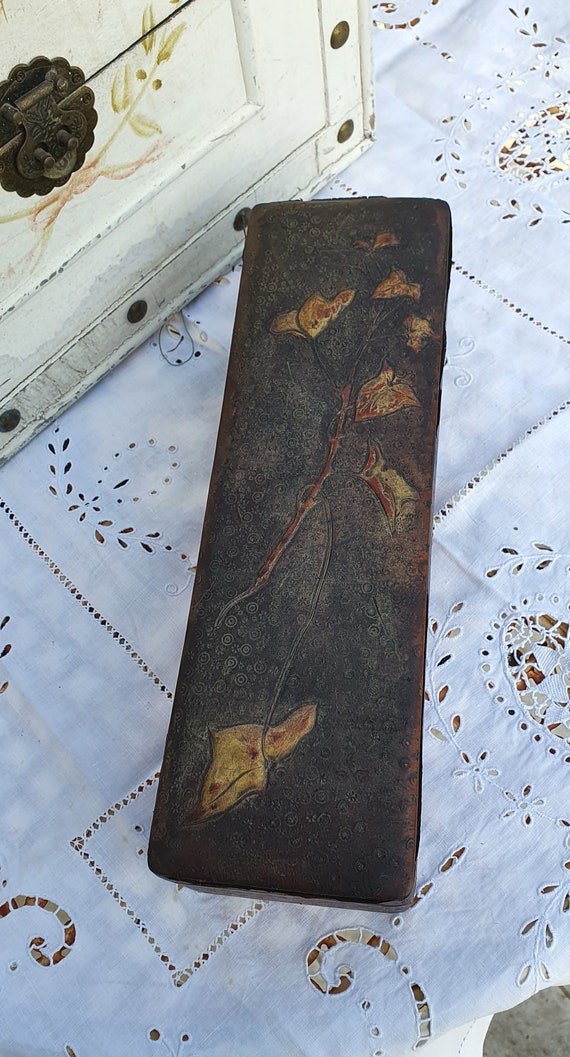 Antique French Jewelry Box Glove Box, leather, NAPOL… Gem